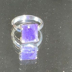 FACETED RAW SAPPHIRE 925 STERLING SILVER RING, SIZE 8